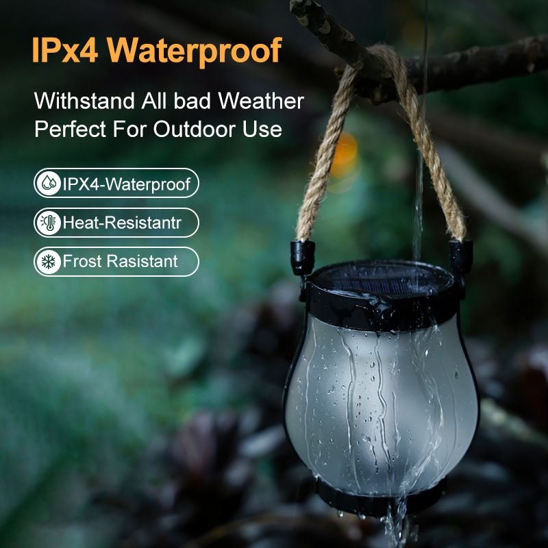 Solar-powered hemp rope flame lamp, outdoor camping lamp, courtyard decoration, multi-functional charging lighting lamp, IPX4 waterproof, solar charging +USB charging view 2