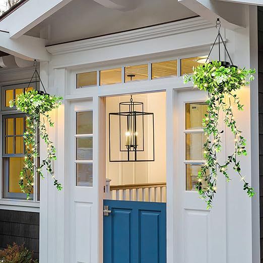 2pcs/pot solar-powered outdoor artificial plant Milan grass lamp, waterproof hanging plant garden balcony decorative landscape lamp view 2