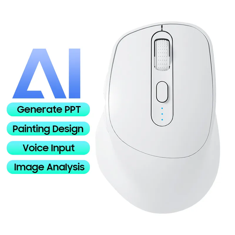 Picture of Black 3-Mode 2.4G Wireless Bluetooth AI Mouse, 600mAh Type-C Rechargeable, Multi-language Voice & Screenshot Translation, AI Chat Article Writing Office Mouse for Laptop Desktop PC