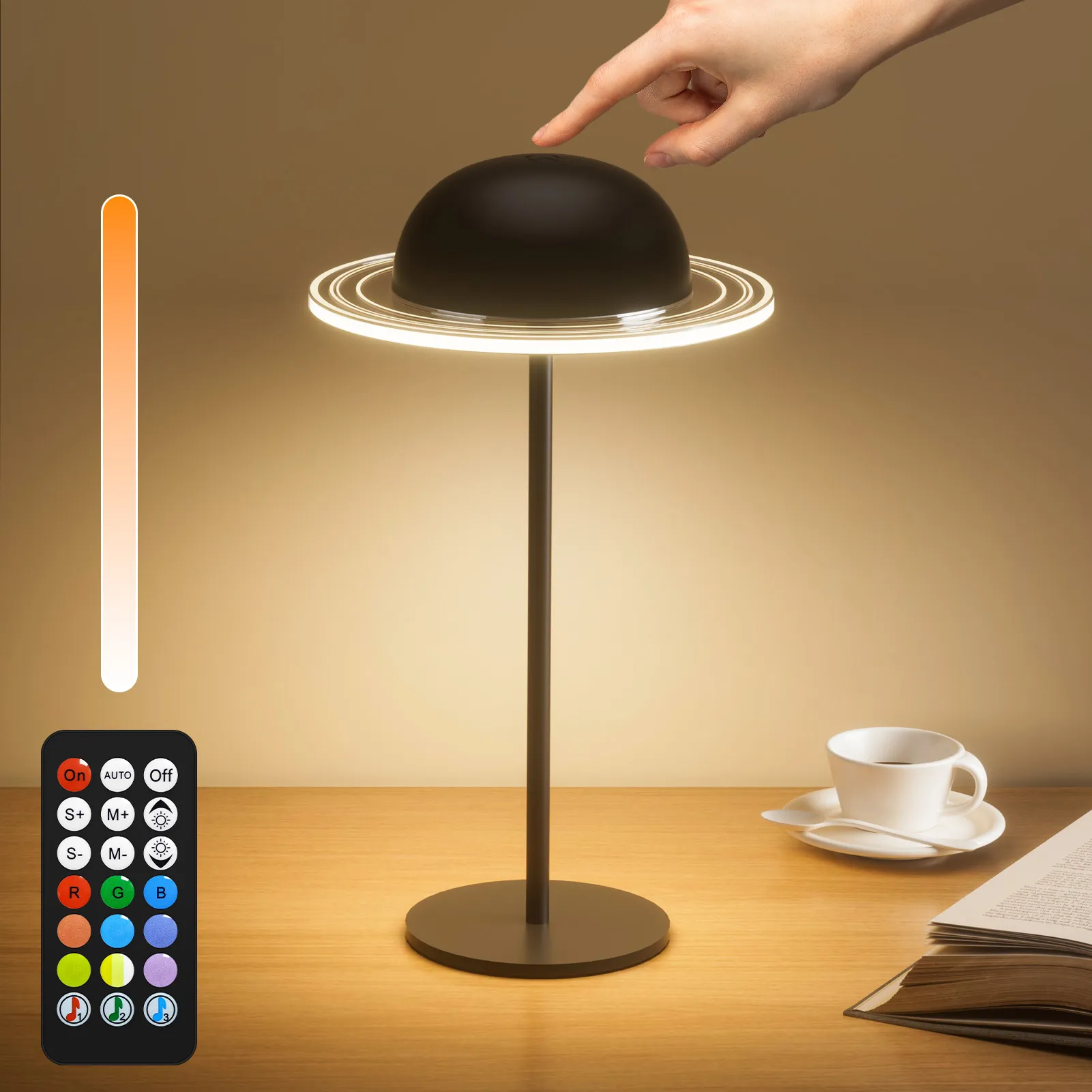 Picture of KIBTOY DX24025 Cordless Table Lamp, Portable LED Desk Lamps, Wine Bottle Lamp 2 IN 1 Upgraded, 3600mAh Rechargeable & Dimmable with Remote, Dynamic Music Sync, for Bedroom, Bars, Outdoor Party, Restaurants, Gifts  （Single packs）