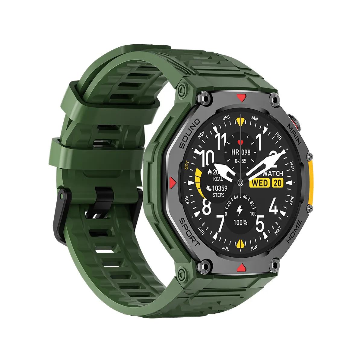 Picture of Green M-Rex4 Smart Watch, 1.43" 360×360 HD TFT Screen, 380mAh Wireless Charging, IP68 Waterproof, Dual-Bluetooth 5.4 Call, ChatGPT & 24H Full Health Monitor with 500+ Free Watch Faces