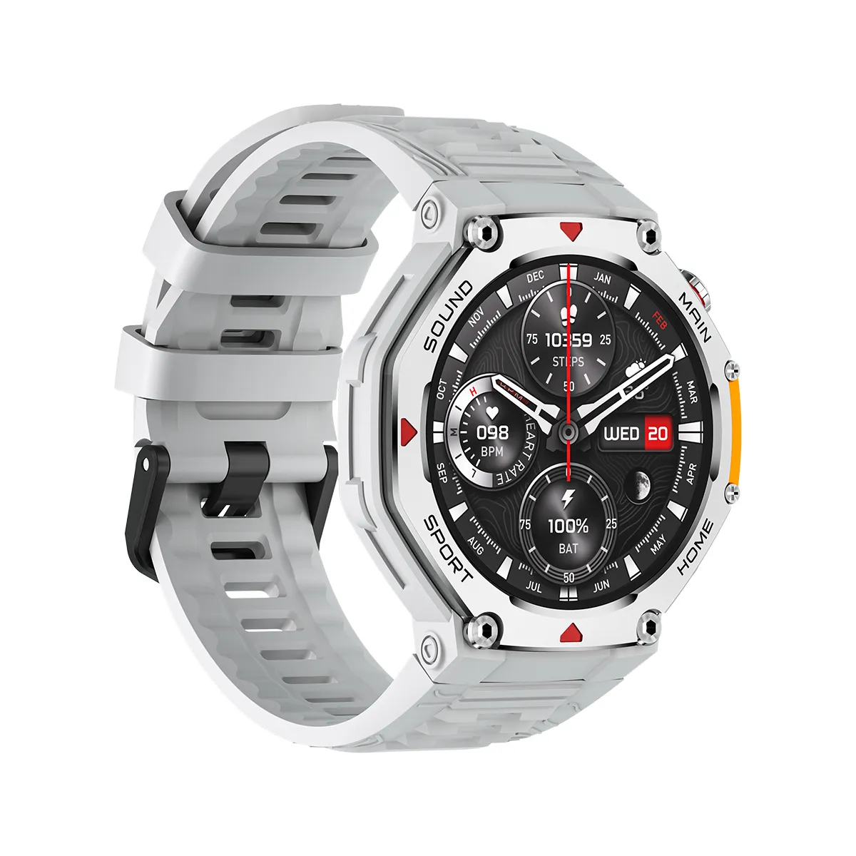 Picture of Silver M-Rex4 Smart Watch, 1.43" HD Touchscreen, 380mAh Battery, IP68 Waterproof, Dual-Mode Bluetooth 5.4, GPS Sports Tracker with ChatGPT & AI Custom Watch Faces