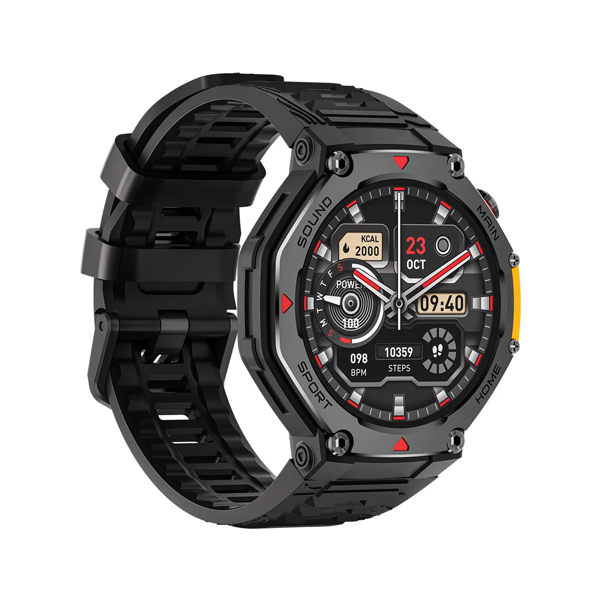 Picture of Black M-Rex4 Smart Watch, 1.43" 360×360 HD TFT Screen, 380mAh Wireless Charging, IP68 Waterproof, Bluetooth 5.4 Call, ChatGPT & 24H Full Health Monitor with 500+ Free Watch Faces