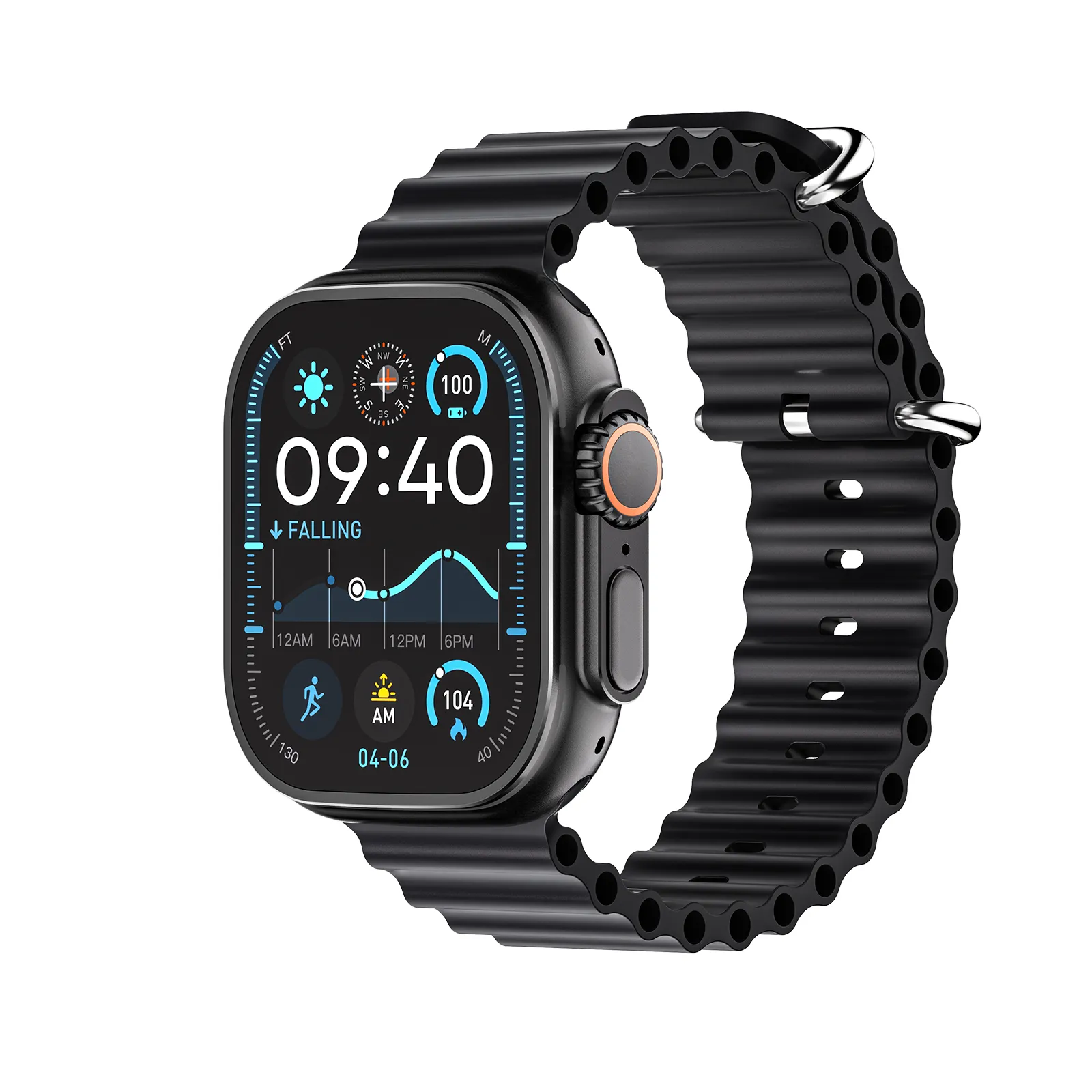 Picture of Samurai Black ULTRA 5 Plus Smart Watch features stunning AMOLED visual presentation. Powered by 350mAh high-capacity battery and dual Bluetooth 5.4/3.0, it supports Hey Michael offline voice, pinch answering, GPS sports tracking, 24H full health monitoring and multi-scene practical functions.