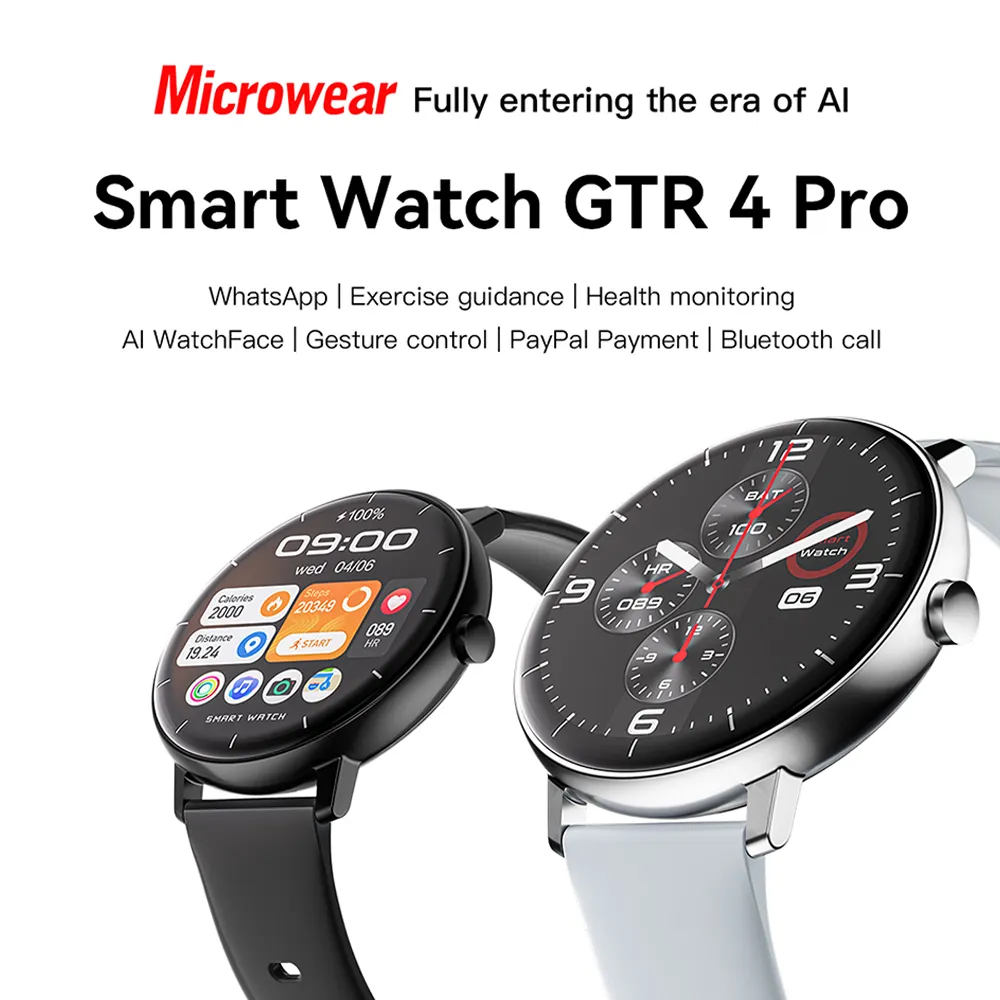 Picture of Silver GTR 4 Pro Smart Watch, 60Hz High Refresh, 500+ Free Watch Faces, 250mAh Polymer Battery, 24H Health Tracking, Bluetooth 5.1 Smartwatch with GPS & NFC Access Control