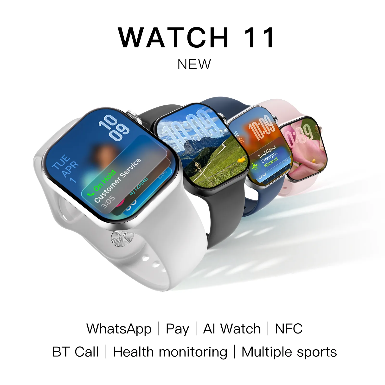 Picture of Black S11mini Smart Watch adopts JL7012F6 chip, 1.85-inch 240*280 TFT display and dual Bluetooth 5.4/3.0. Ultra-thin 9.3mm 45g lightweight body supports wireless charging, Bluetooth calls, ChatGPT and multi-functional WhatsApp message quick reply.